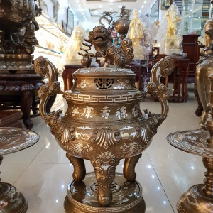 Bộ Đồ Thờ Khảm Bạc Tam Khí