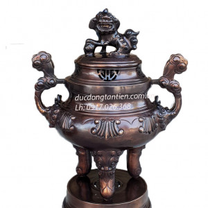 Bộ Đồ Thờ Đồng Đỏ Hun Màu Giả Cổ