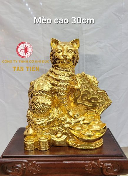 Tượng mèo phong thủy mạ vàng 24k