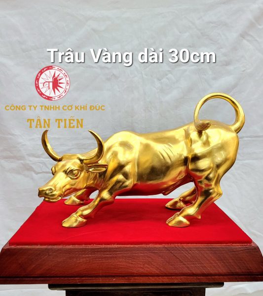 Tượng Trâu Đồng Mạ Vàng 24k