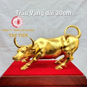 Tượng Trâu Đồng Mạ Vàng 24k