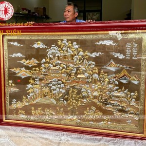 Bức Tranh Đền Hùng Bằng Đồng Mạ Vàng Bạc