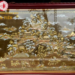 Bức Tranh Đền Hùng Bằng Đồng Mạ Vàng Bạc