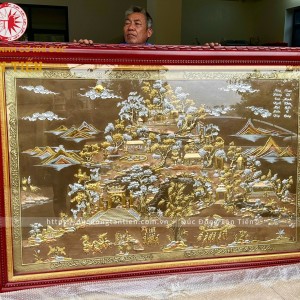 Bức Tranh Đền Hùng Bằng Đồng Mạ Vàng Bạc