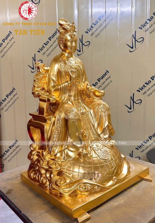 Tượng Diệu Trì Địa Mẫu Bằng Đồng Dát Vàng 24k