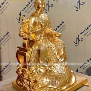 Tượng Diệu Trì Địa Mẫu Bằng Đồng Dát Vàng 24k