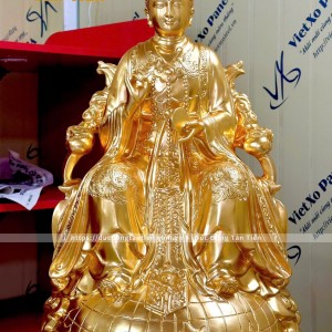 Tượng Diệu Trì Địa Mẫu Bằng Đồng Dát Vàng 24k