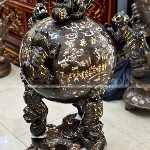 Đỉnh Thất Lân Vờn Cầu Bằng Đồng Khảm Tam Khí