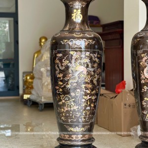 Đôi Lọ Lộc Bình Khảm Tam Khí Dát Điểm Vàng